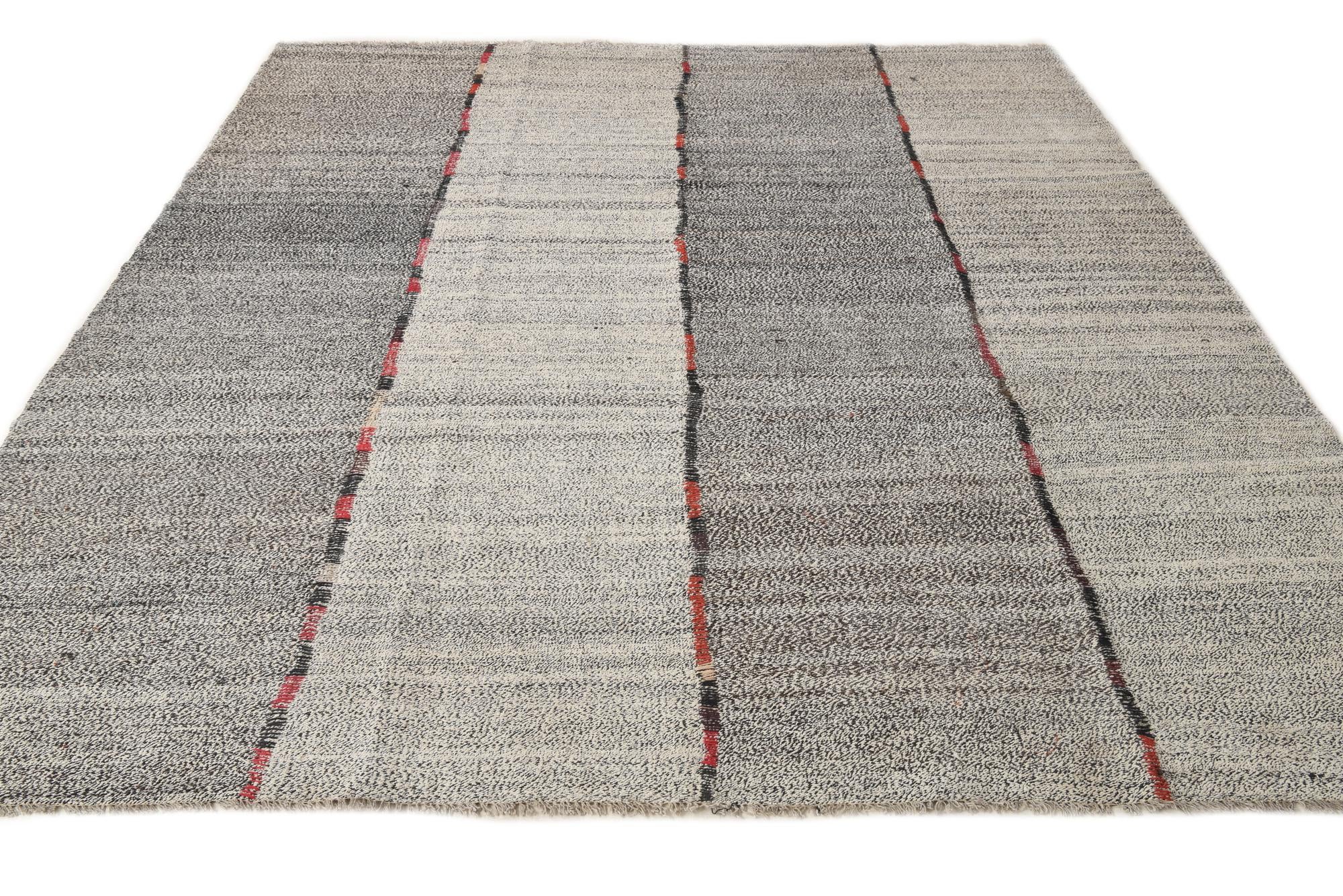8' 6 x 9' 9 Hand Woven Kilim Modern Wool Rug