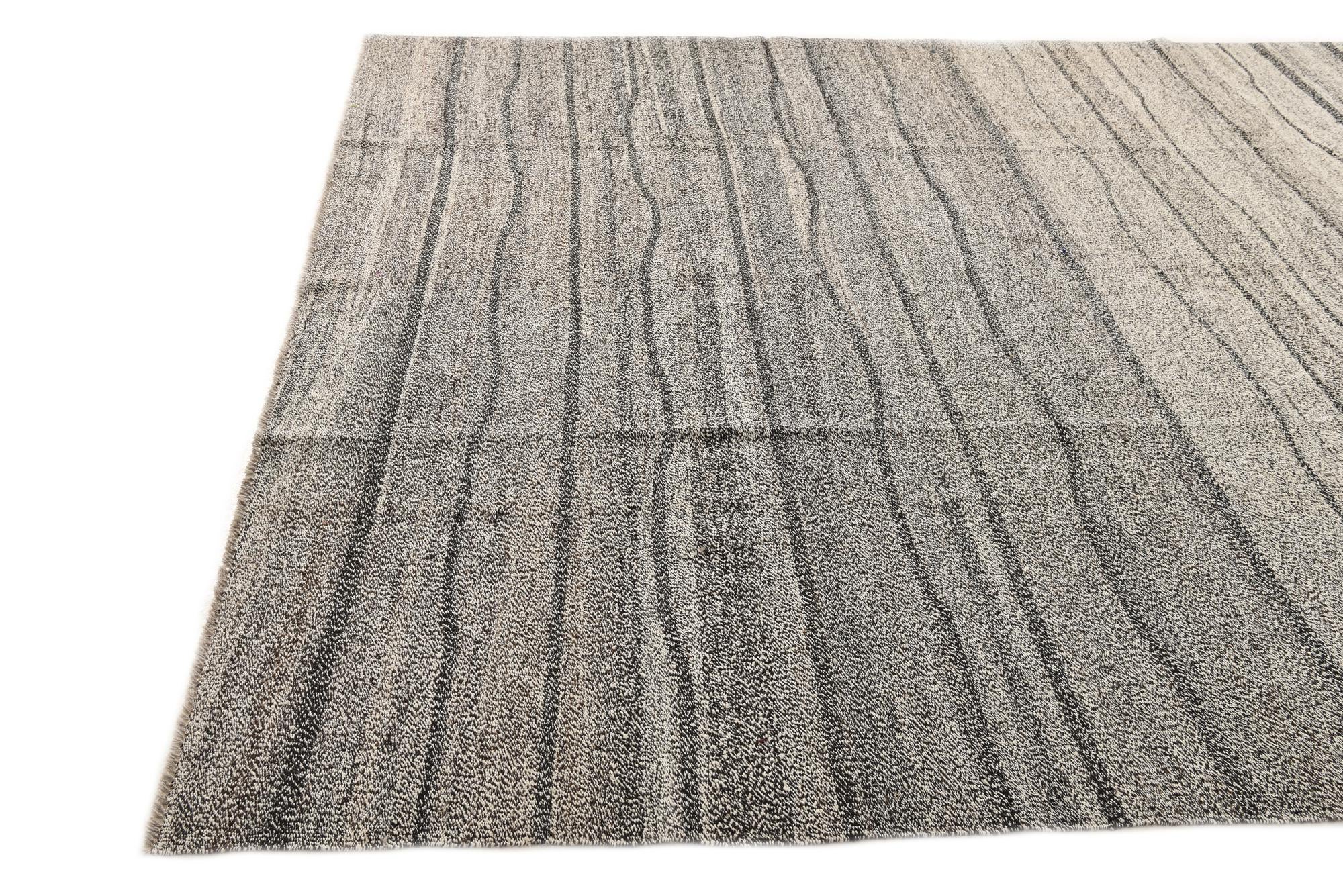 8' 8 x 10' Hand Woven Kilim Modern Wool Rug