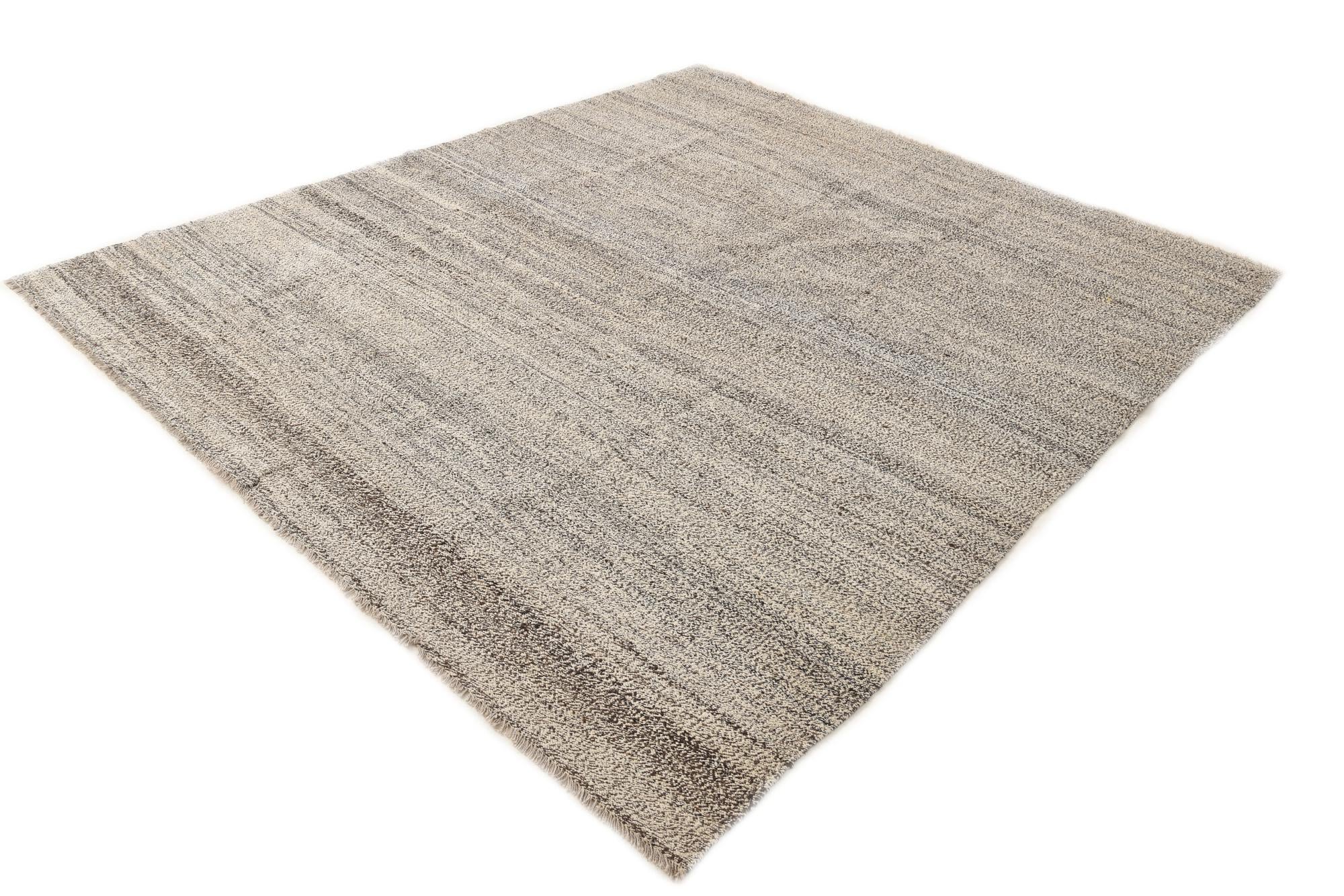8' 1 x 9' 3 Hand Woven Kilim Modern Wool Rug
