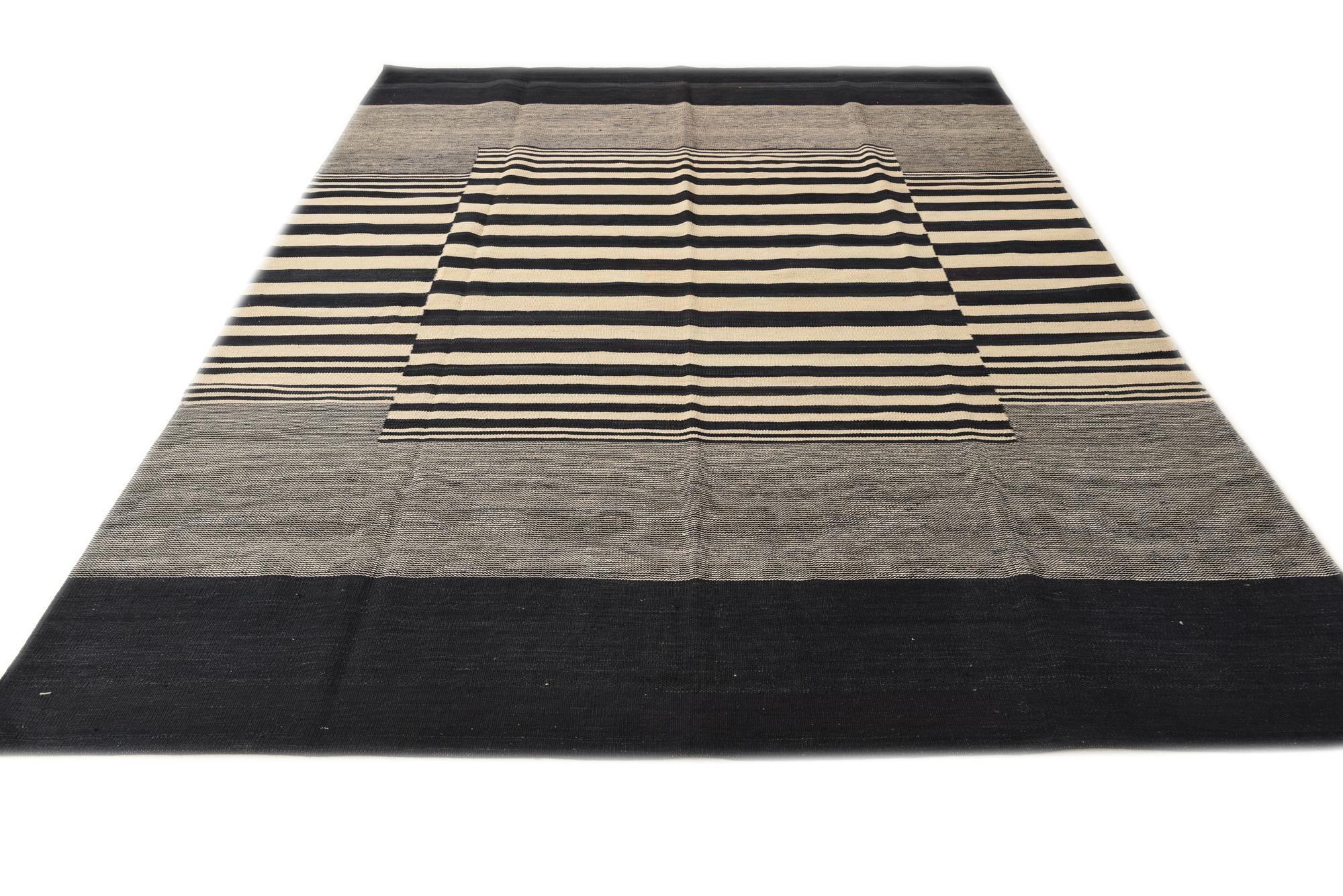6' 10 x 9' 8 Hand Woven Kilim Modern Wool Rug