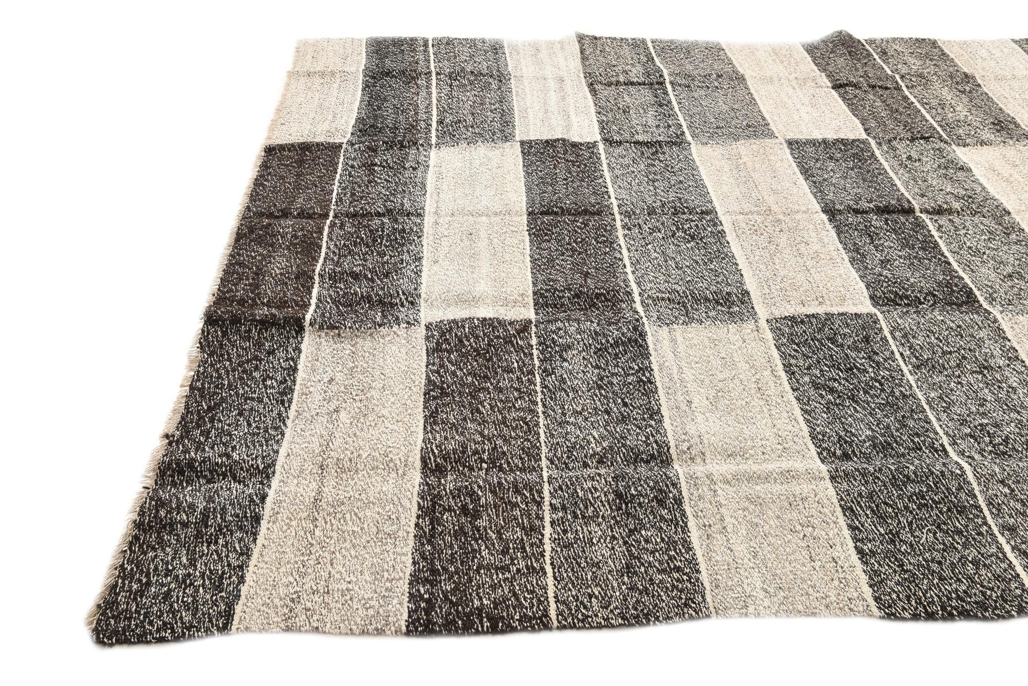 8' 1 x 9' 3 Hand Woven Kilim Modern Wool Rug
