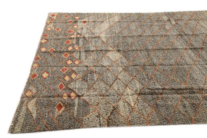 6' 11 x 9' 8 Hand Woven Kilim Modern Wool Rug