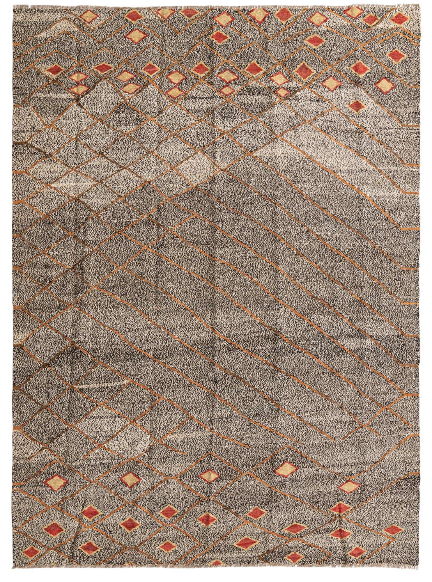 6' 11 x 9' 8 Hand Woven Kilim Modern Wool Rug