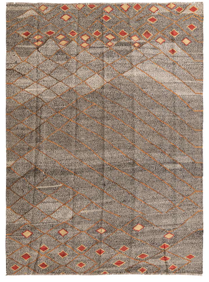 6' 11 x 9' 8 Hand Woven Kilim Modern Wool Rug