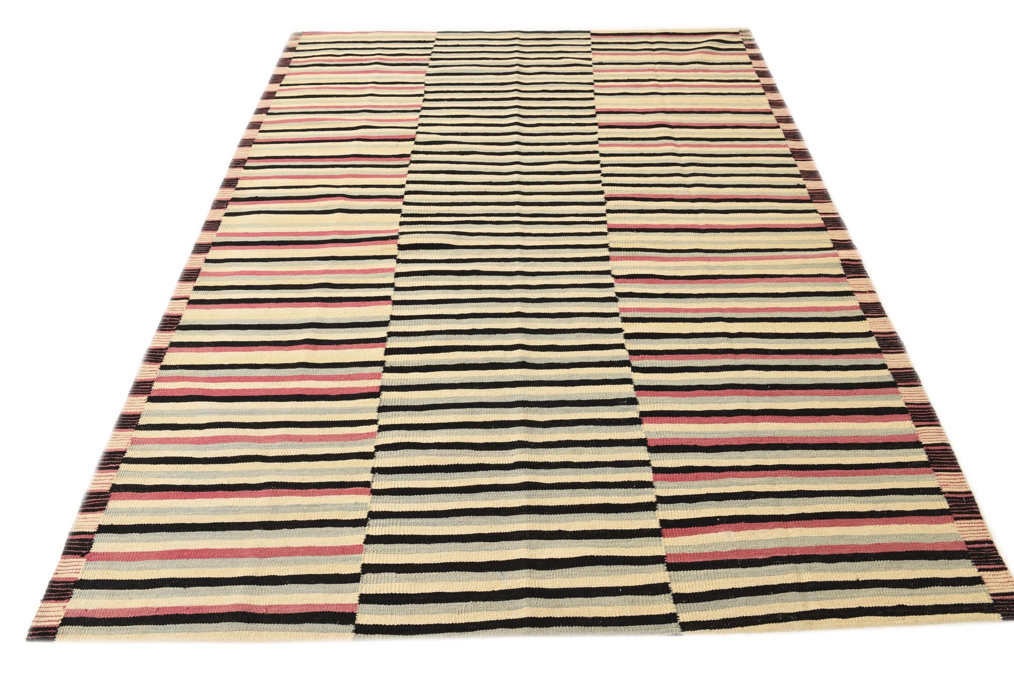 5' 10 x 7' 9 Hand Woven Kilim Modern Wool Rug