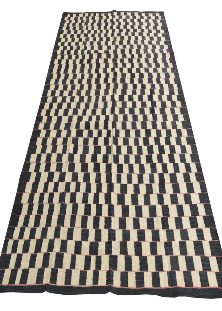 6' 9 x 9' 5 Hand Woven Kilim Modern Wool Rug