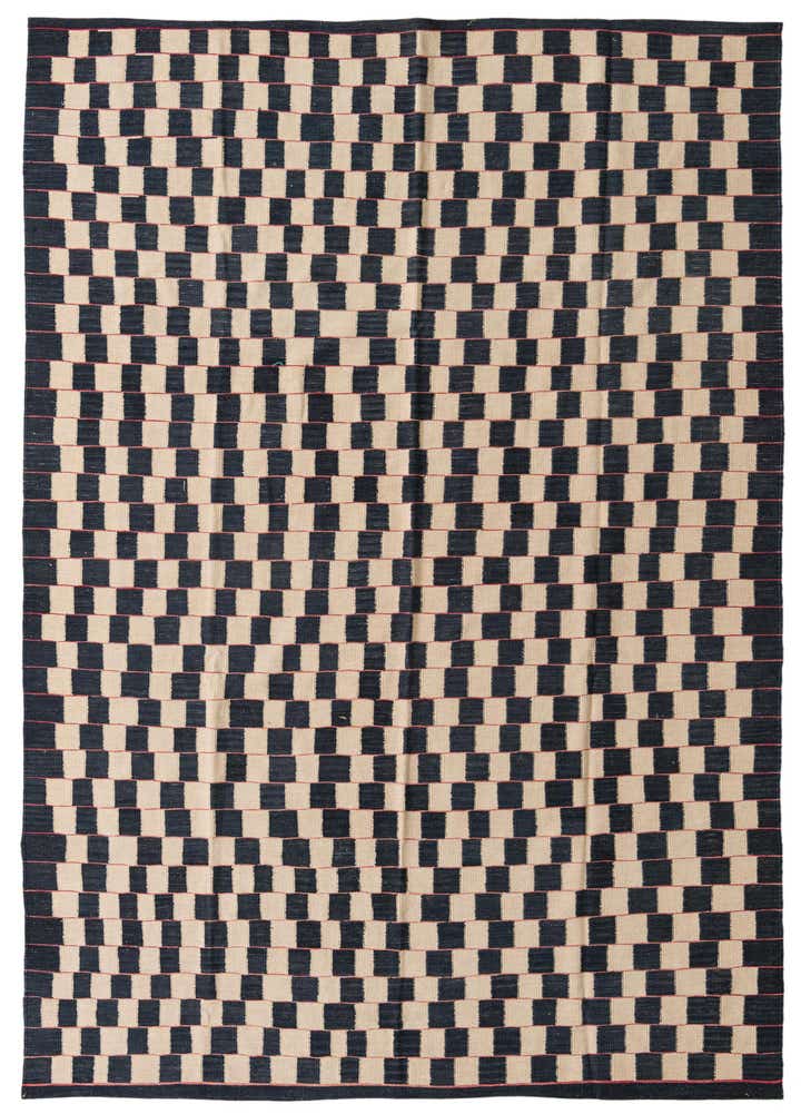 6' 9 x 9' 5 Hand Woven Kilim Modern Wool Rug
