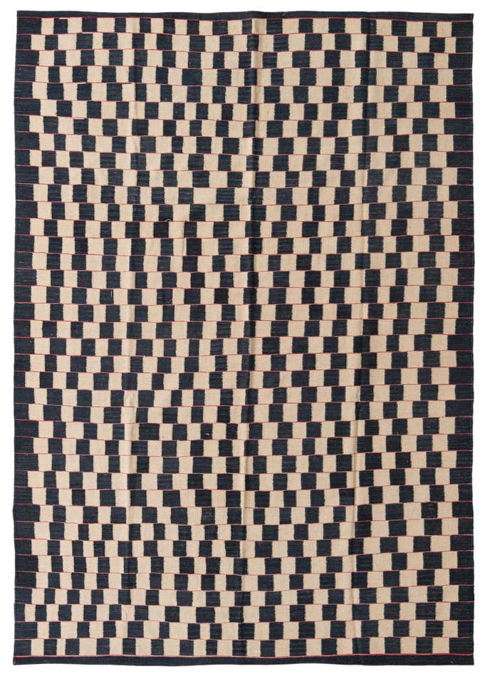 Detail image of 6' 9 x 9' 5 Hand Woven Kilim Modern Wool Rug