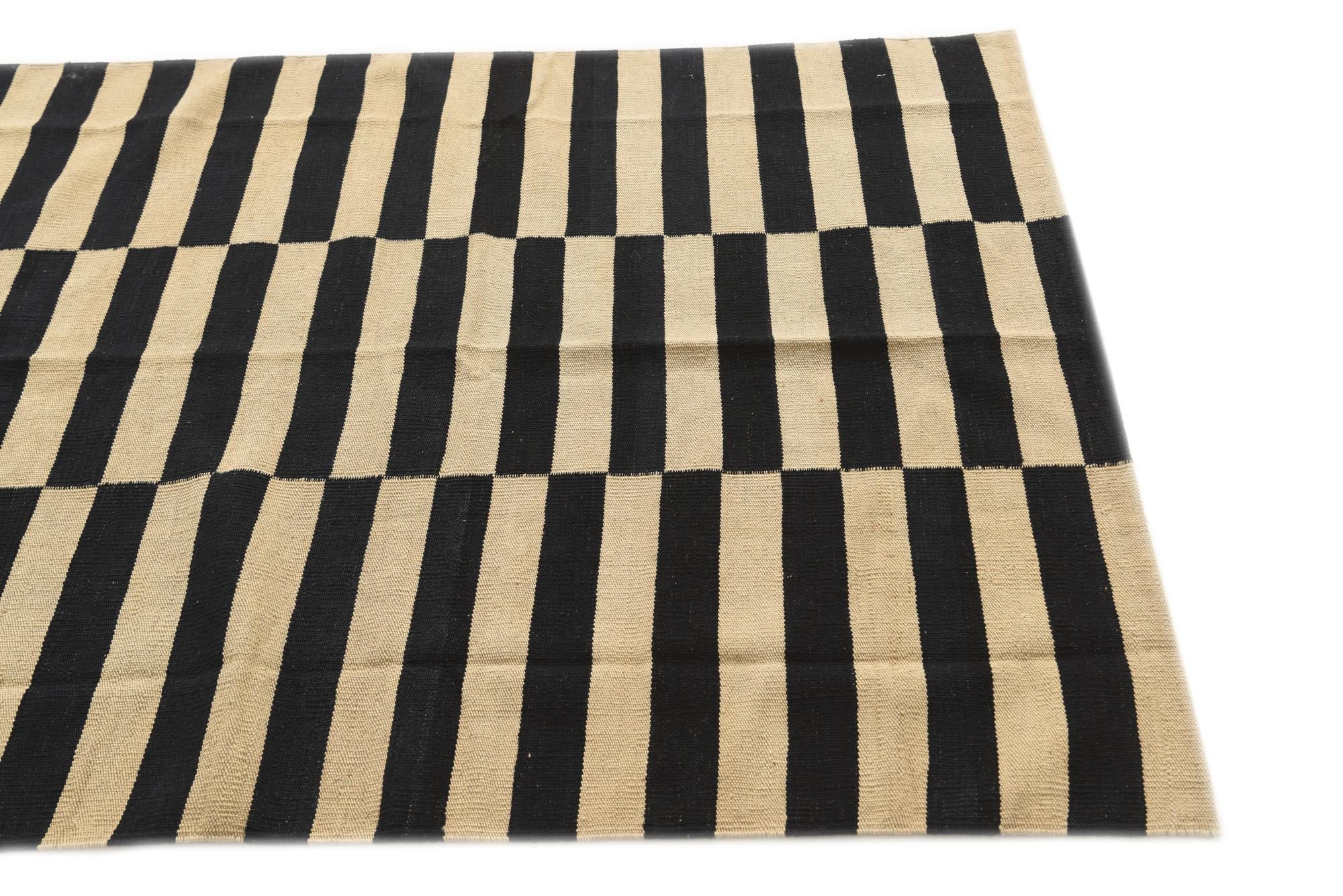 4' 1 x 5' 10 Hand Woven Kilim Modern Wool Rug
