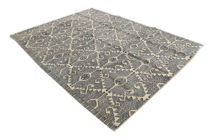 7' x 9' 4 Hand Woven Kilim Modern Wool Rug