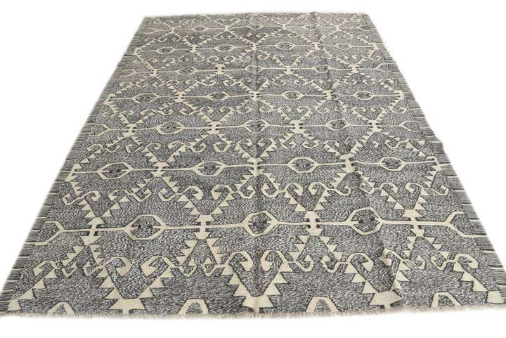 7' x 9' 4 Hand Woven Kilim Modern Wool Rug