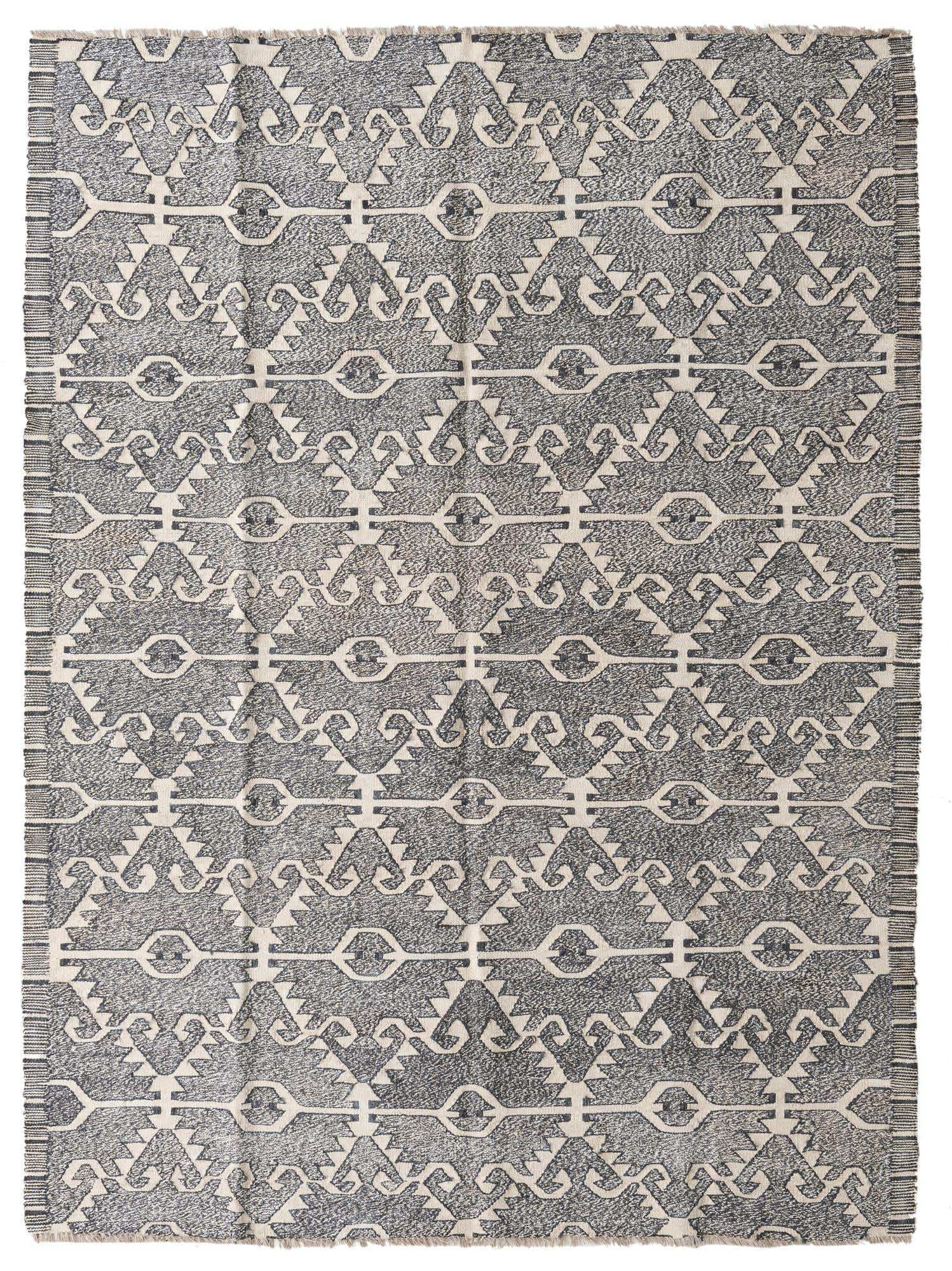 7' x 9' 4 Hand Woven Kilim Modern Wool Rug