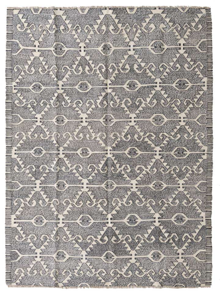 7' x 9' 4 Hand Woven Kilim Modern Wool Rug