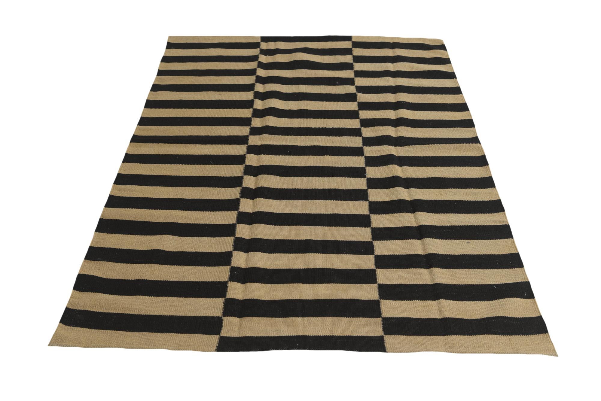 4' 2 x 5' 10 Hand Woven Kilim Modern Wool Rug
