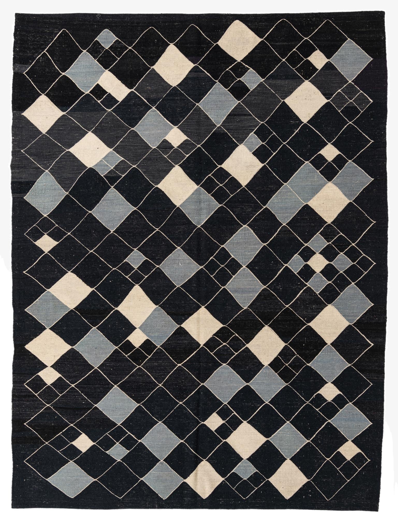 7' 2 x 9' 5  Hand Woven Kilim Modern Wool Rug