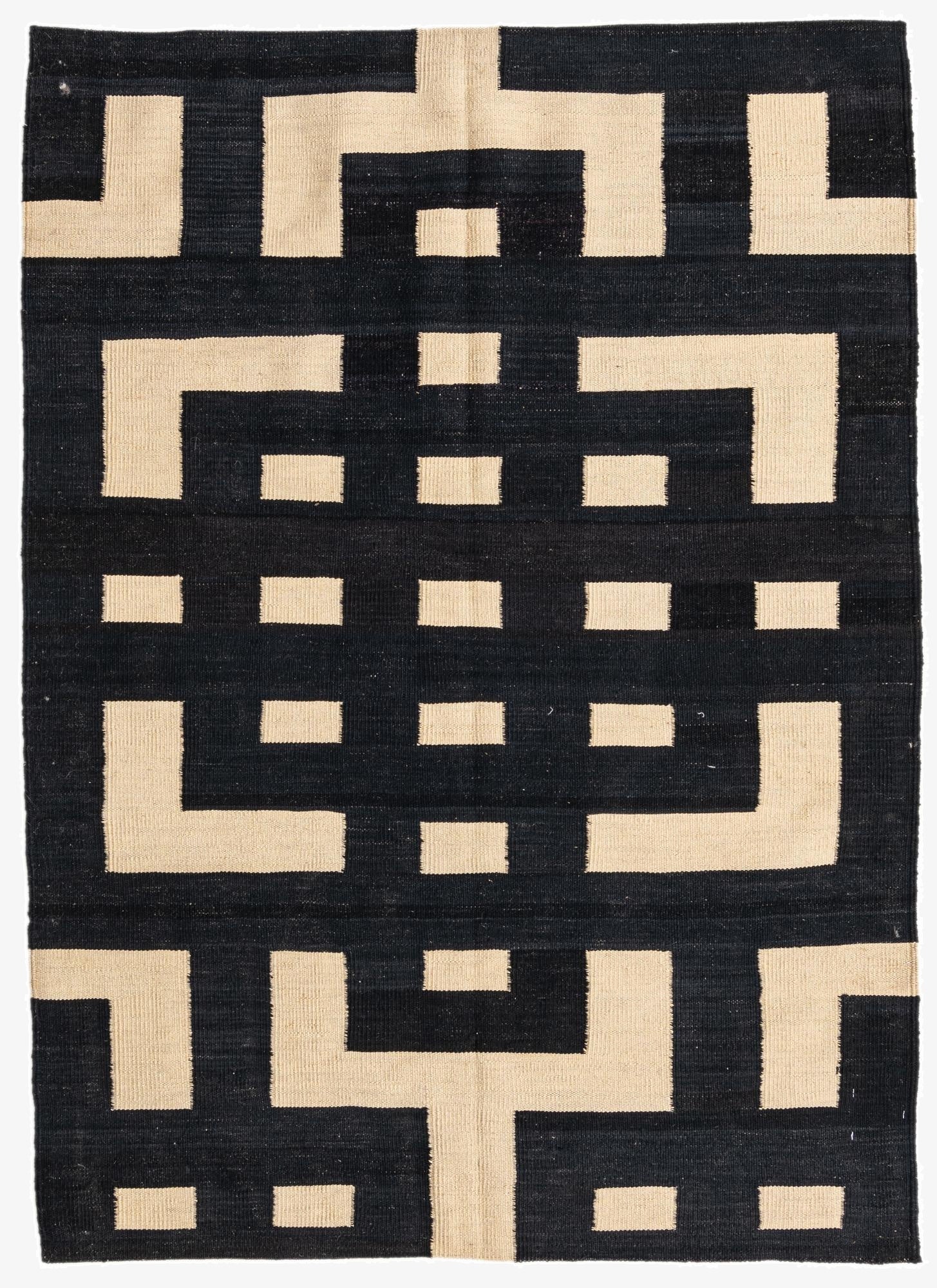 4' 4 x 6'  Hand Woven Kilim Modern Wool Rug