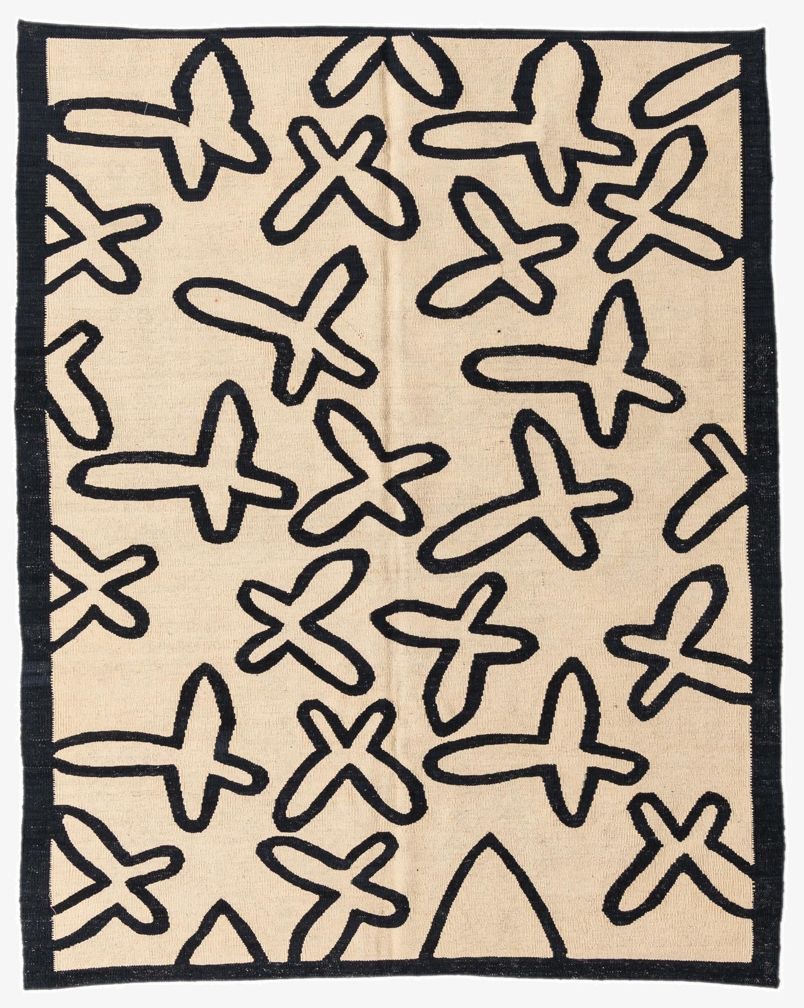 5' 2 x 6' 5  Hand Woven Kilim Modern Wool Rug