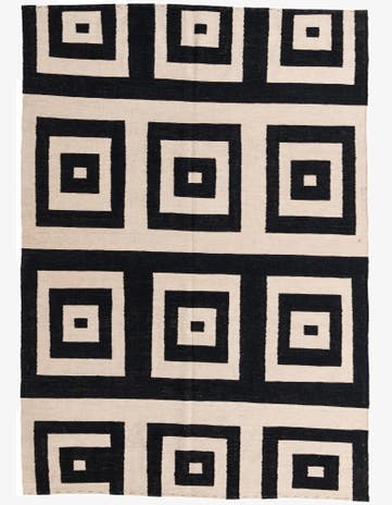 7' x 9' 6 Hand Woven Kilim Modern Wool Rug