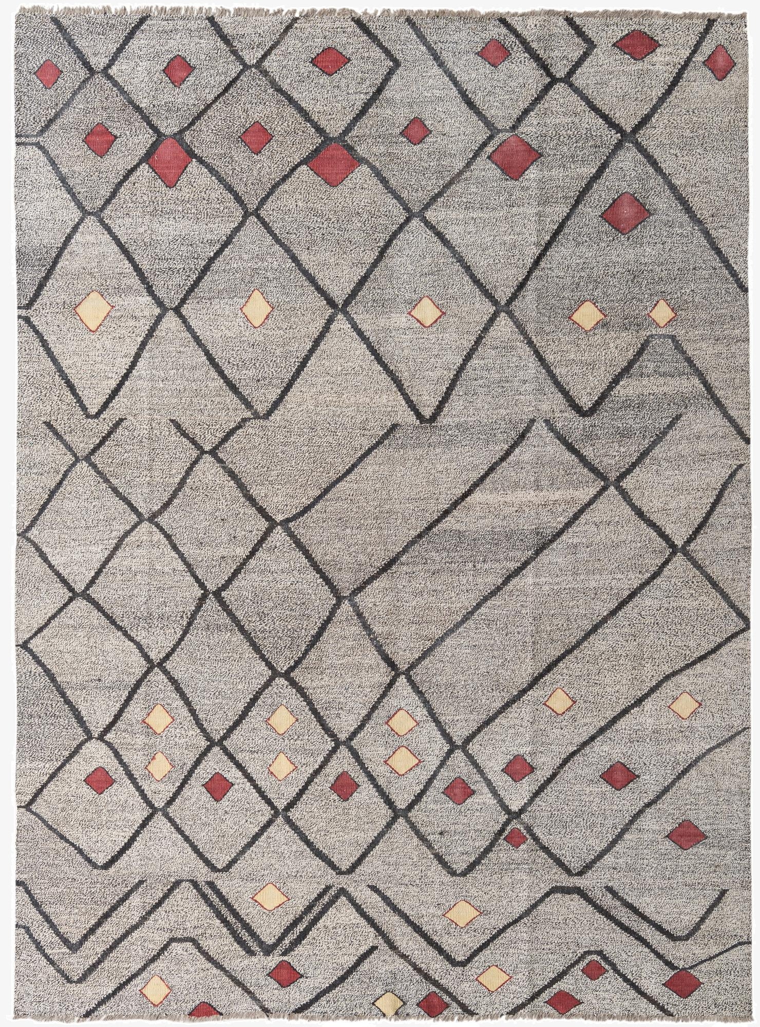7' 1 x 9' 7  Hand Woven Kilim Modern Wool Rug