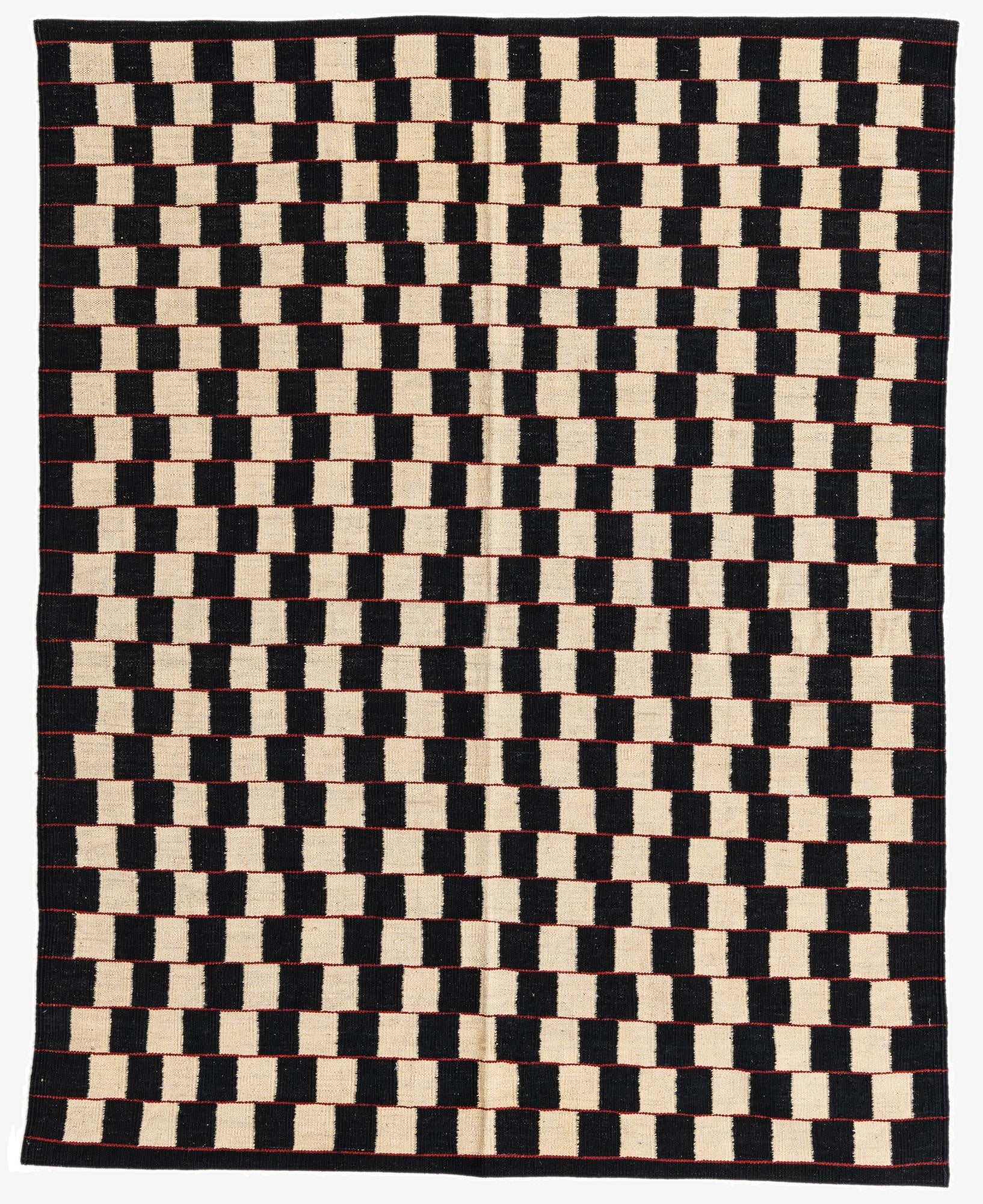 4' 11 x 6' 5  Hand Woven Kilim Modern Wool Rug