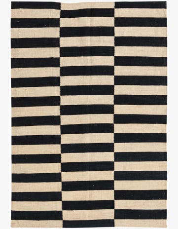 3' 4 x 4' 11 Hand Woven Kilim Modern Wool Rug