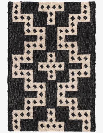 Black and White Hand Woven Kilim Wool Rug