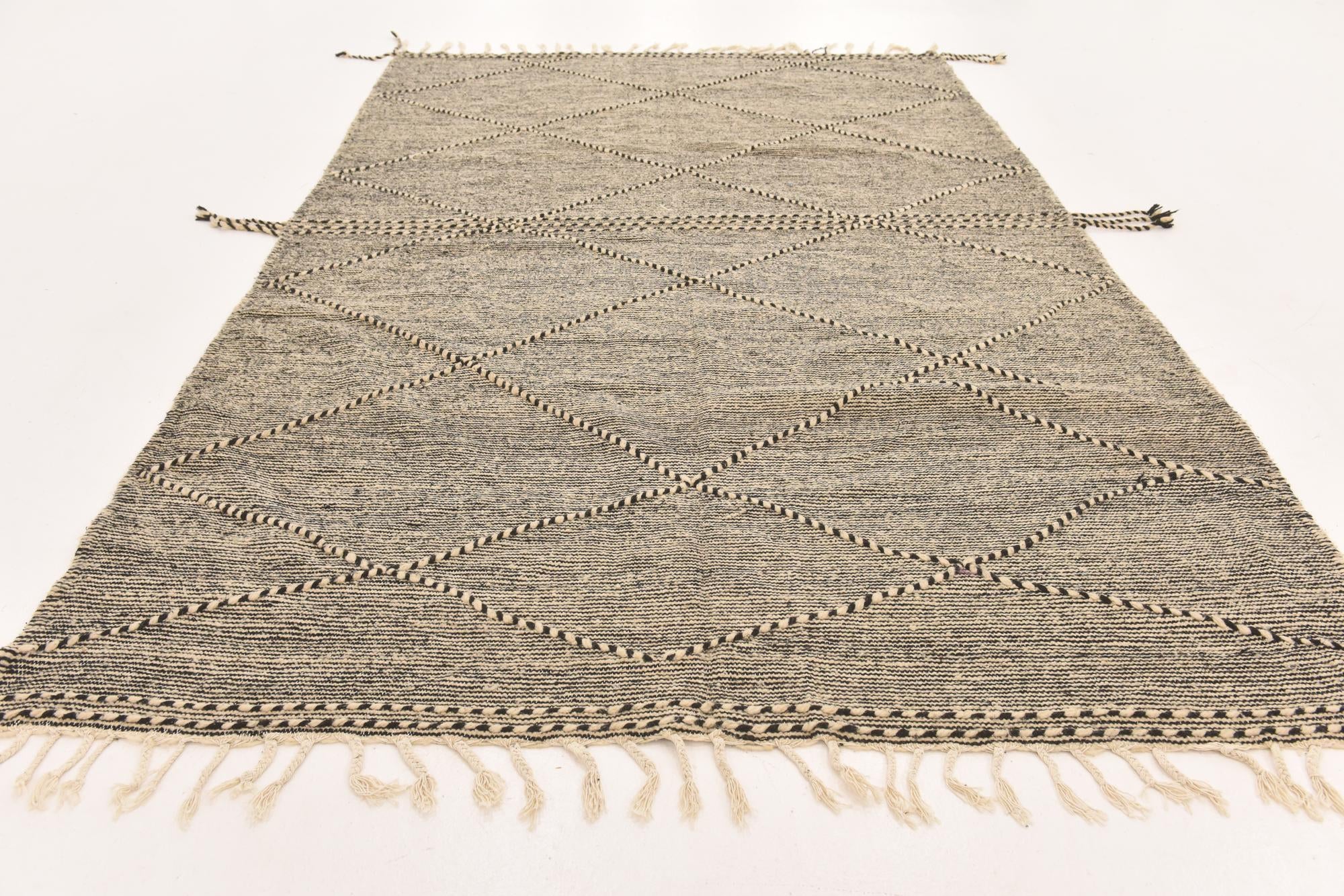 6' 7 x 10' 10 Hand Knotted Moroccan Wool Rug