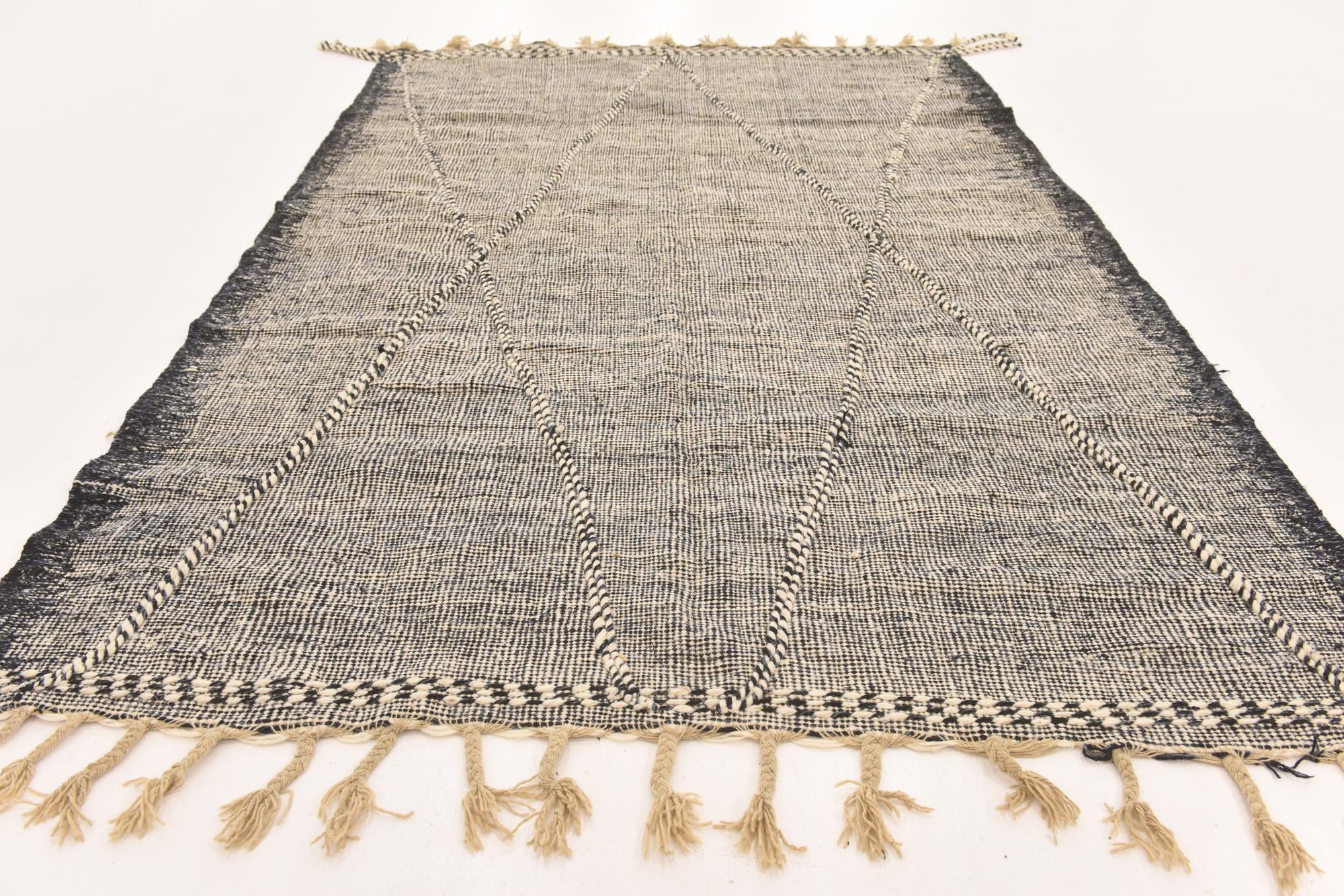 6' 7 x 10' 2 Hand Knotted Moroccan Wool Rug