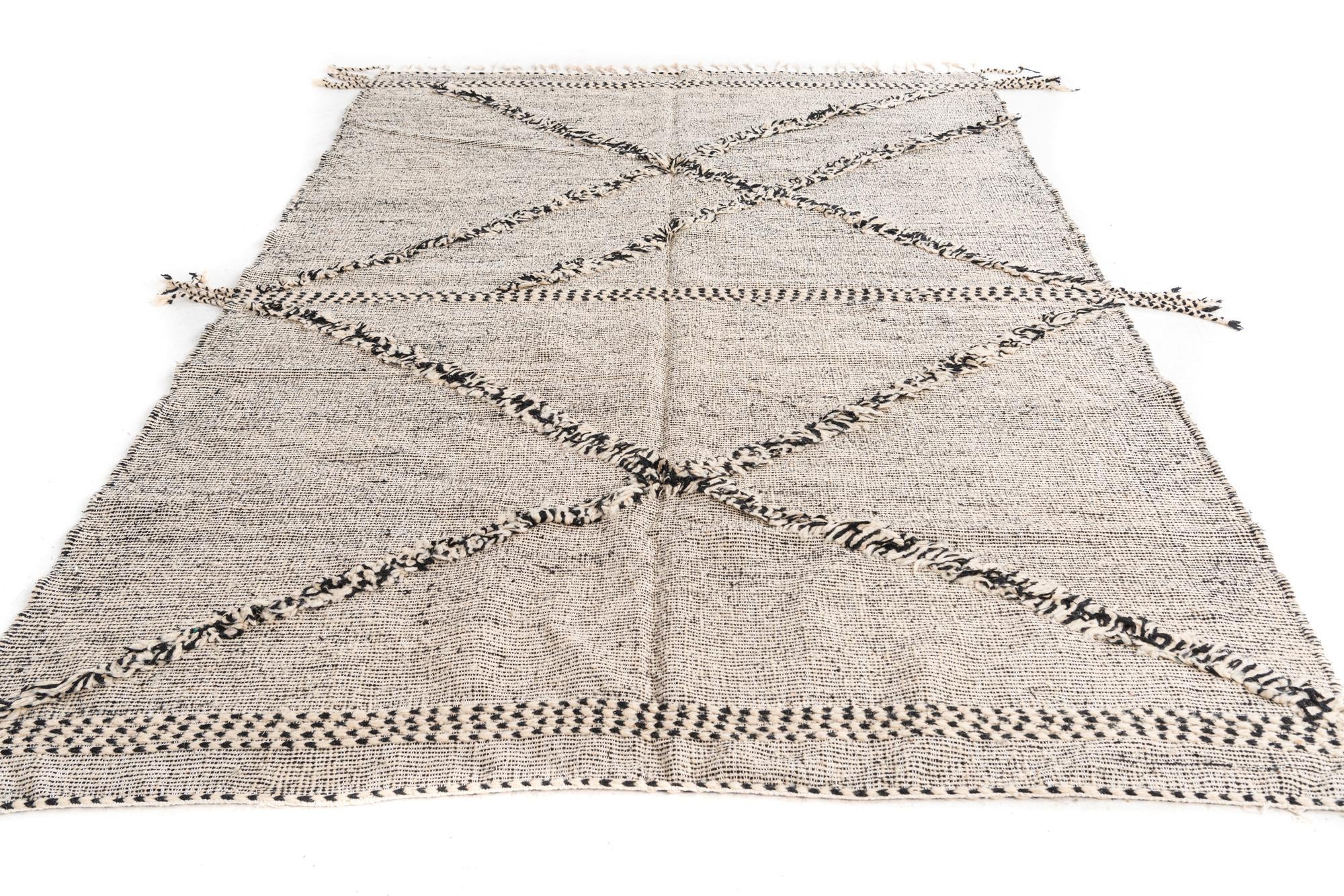 6' 8 x 9' 5 Hand Knotted Moroccan Wool Rug