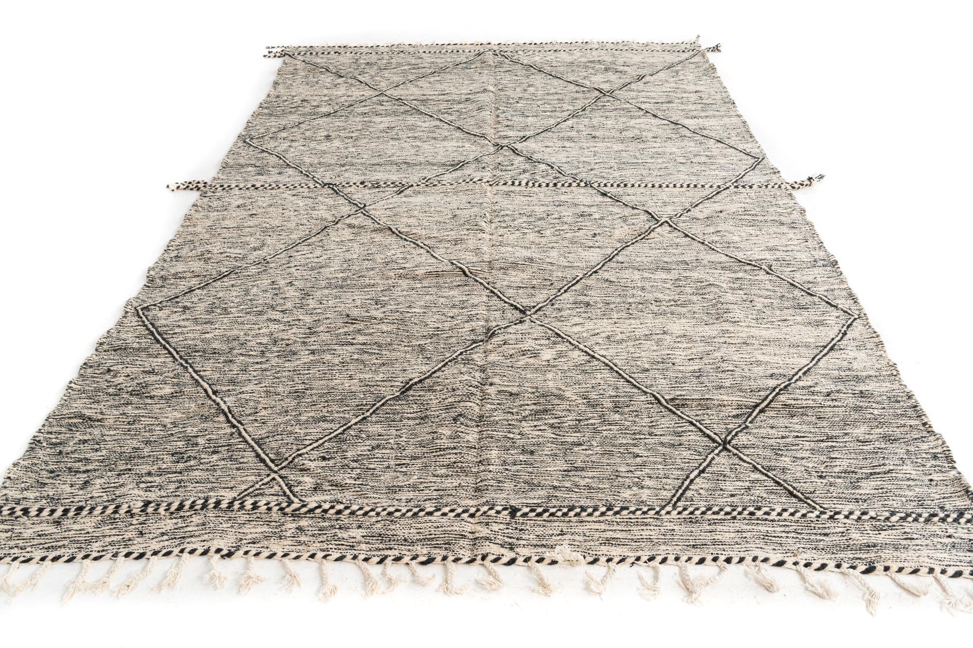 7' x 10' 3 Hand Knotted Moroccan Wool Rug