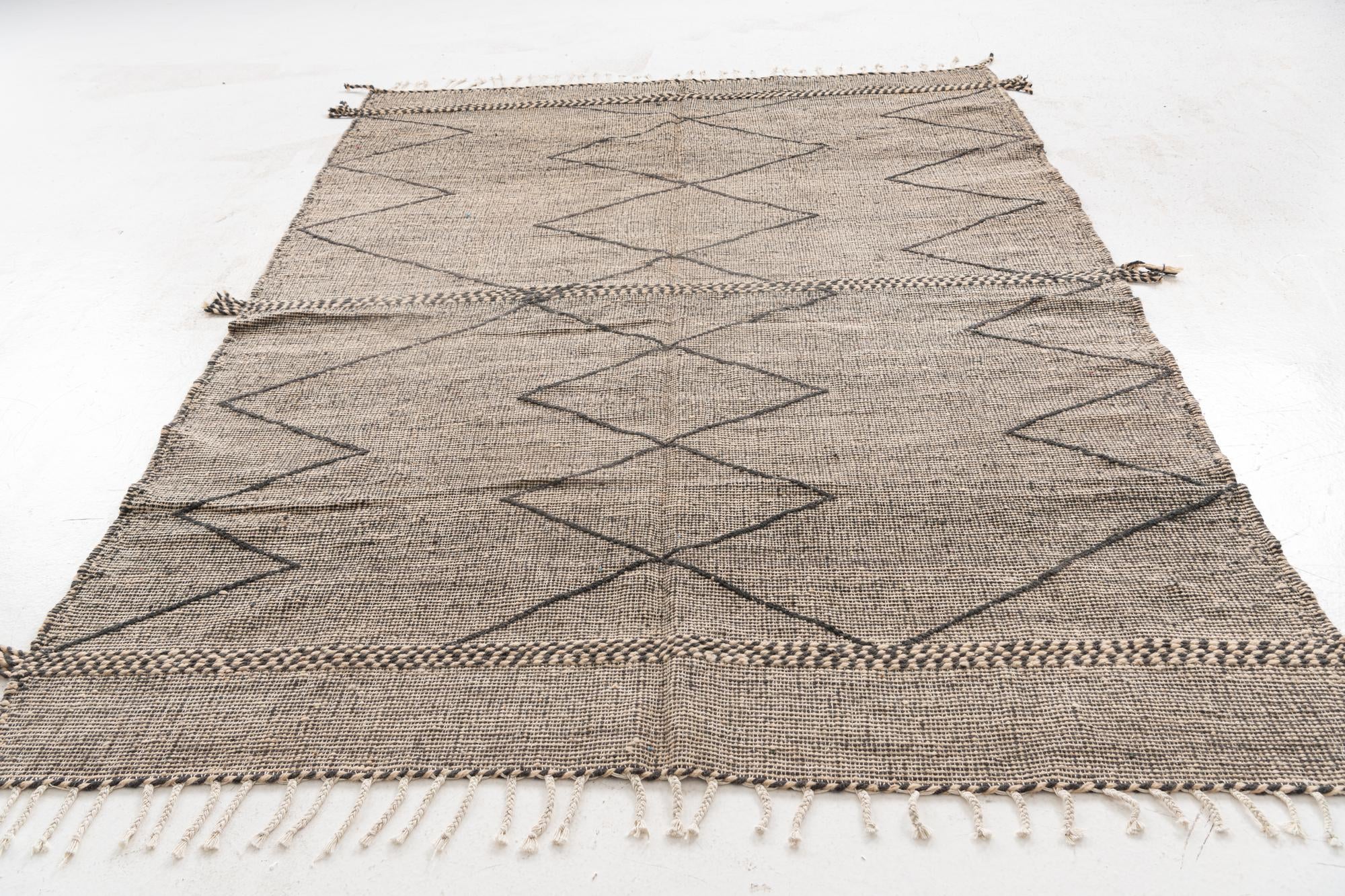 6' 7 x 9' 2 Hand Knotted Moroccan Wool Rug