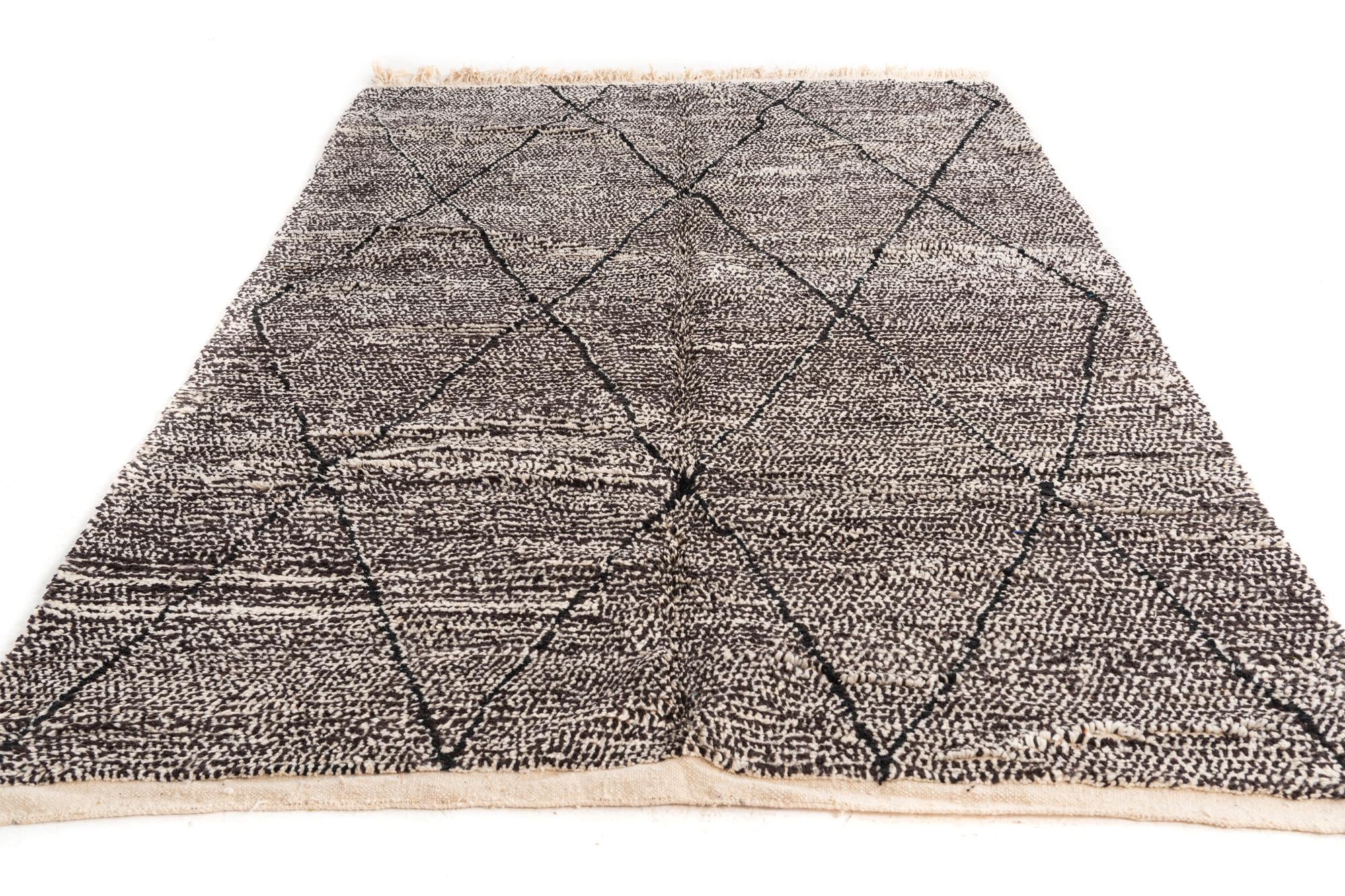 6' 7 x 9' 7 Hand Knotted Moroccan Wool Rug