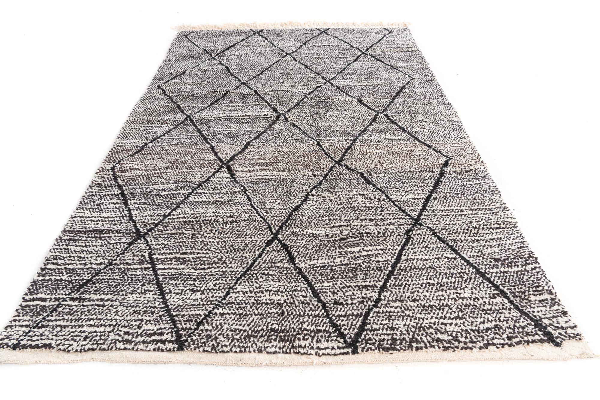 6' 6 x 10' Hand Knotted Moroccan Wool Rug