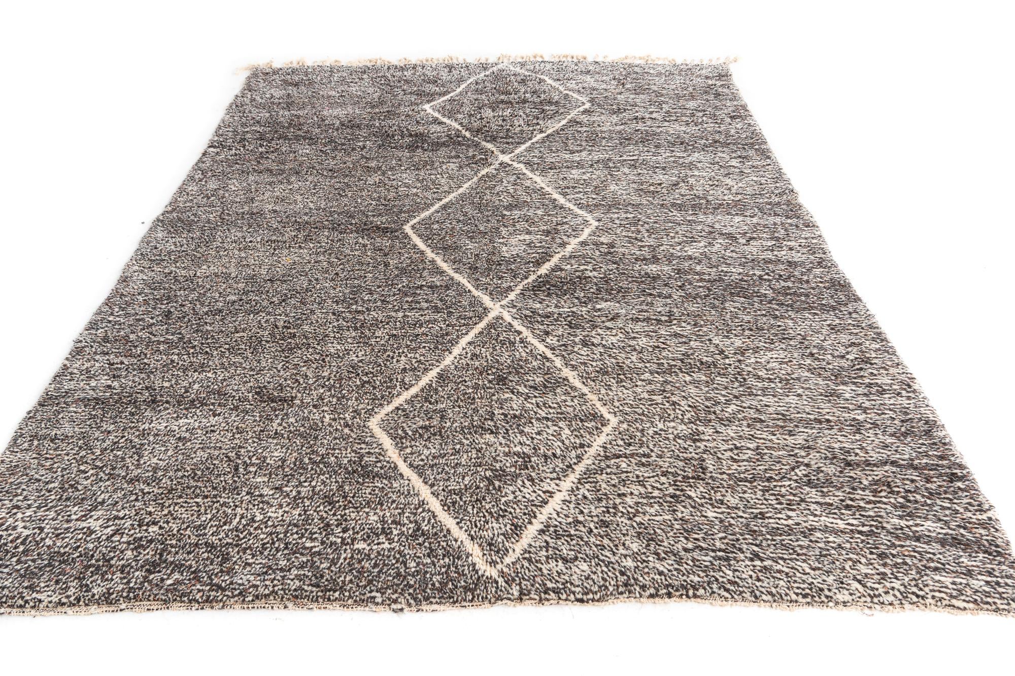 7' x 9' 3 Hand Knotted Moroccan Wool Rug