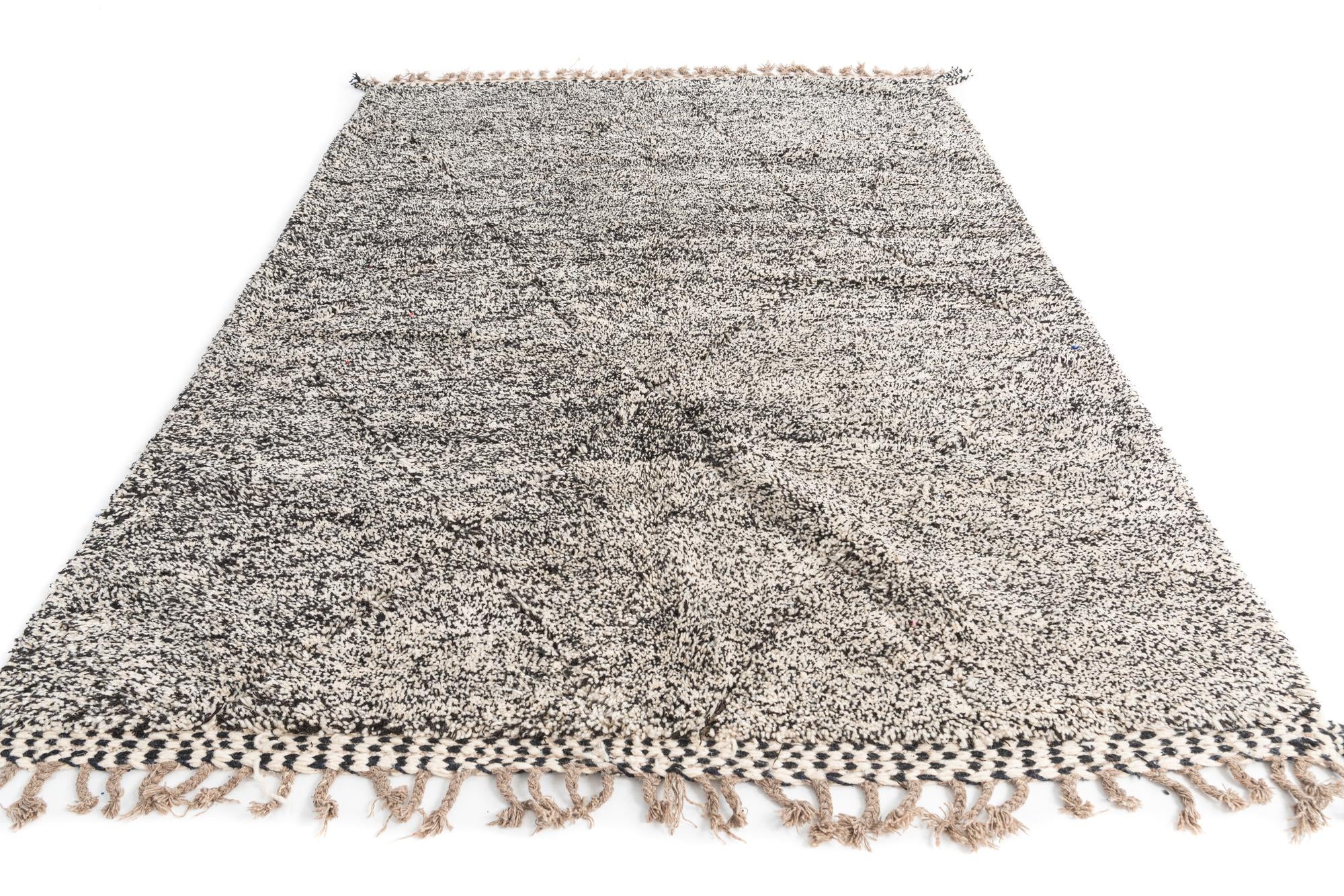 6' 9 x 9' 7 Hand Knotted Moroccan Wool Rug
