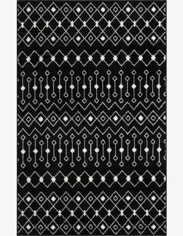 Black and White Moroccan Trellis Rug