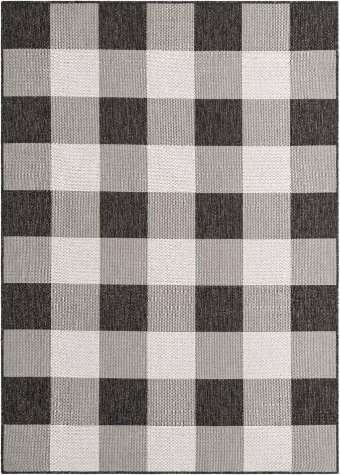 Detail image of 5' 3 x 7' Easy-Clean Checkered Indoor / Outdoor Rug