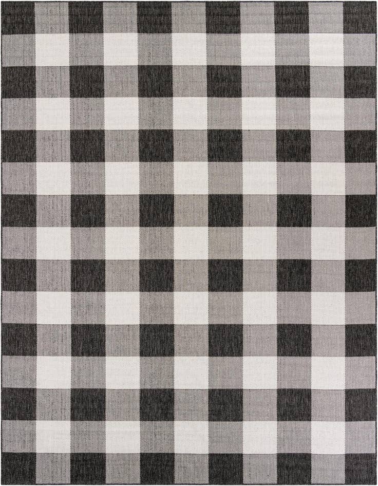Detail image of 9' x 12' Easy-Clean Checkered Indoor / Outdoor Rug
