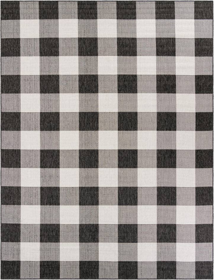 Detail image of 9' x 12' Easy-Clean Checkered Indoor / Outdoor Rug