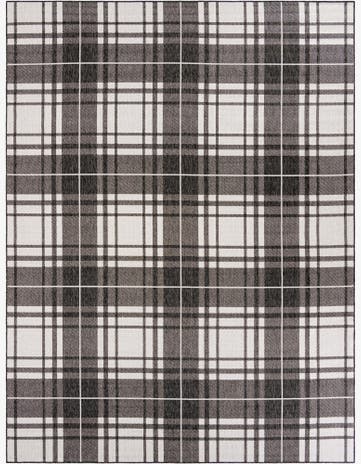 Black and White Easy-Clean Checkered Indoor / Outdoor Rug