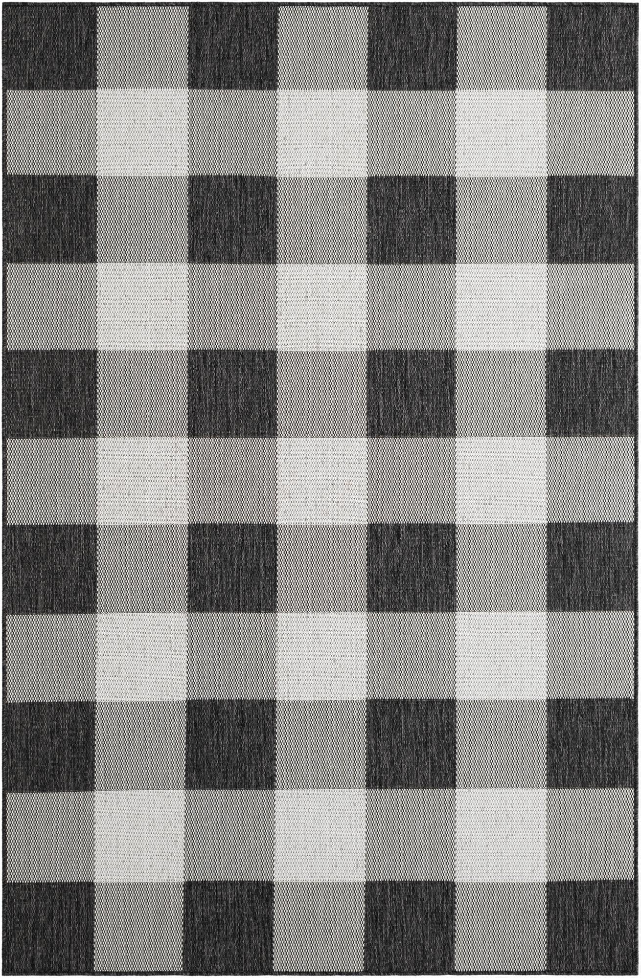 Primary image 5' 3 x 8'  Washable Checkered Indoor / Outdoor Rug