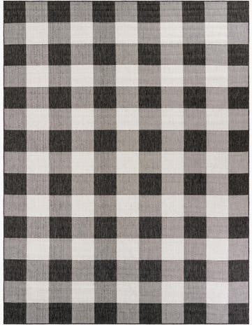 Black and White Easy-Clean Checkered Indoor / Outdoor Rug