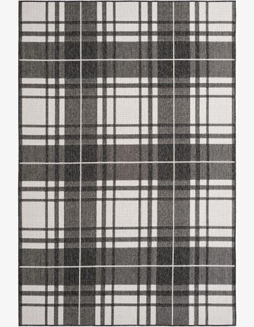 Black and White Easy-Clean Checkered Indoor / Outdoor Rug