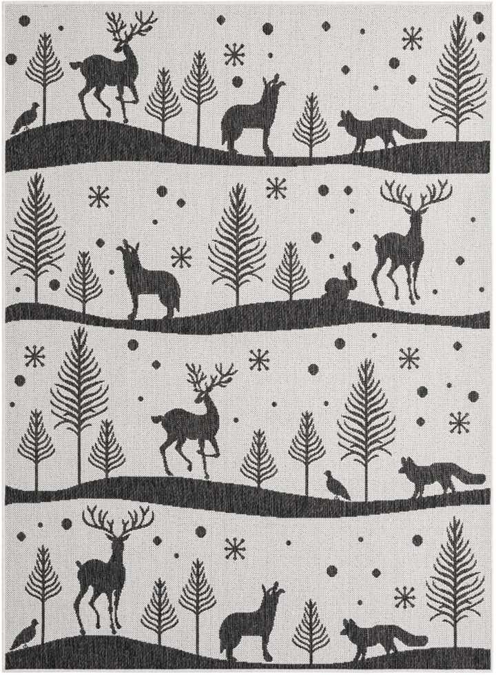 5' 3 x 7' Easy-Clean Holiday Indoor / Outdoor Rug