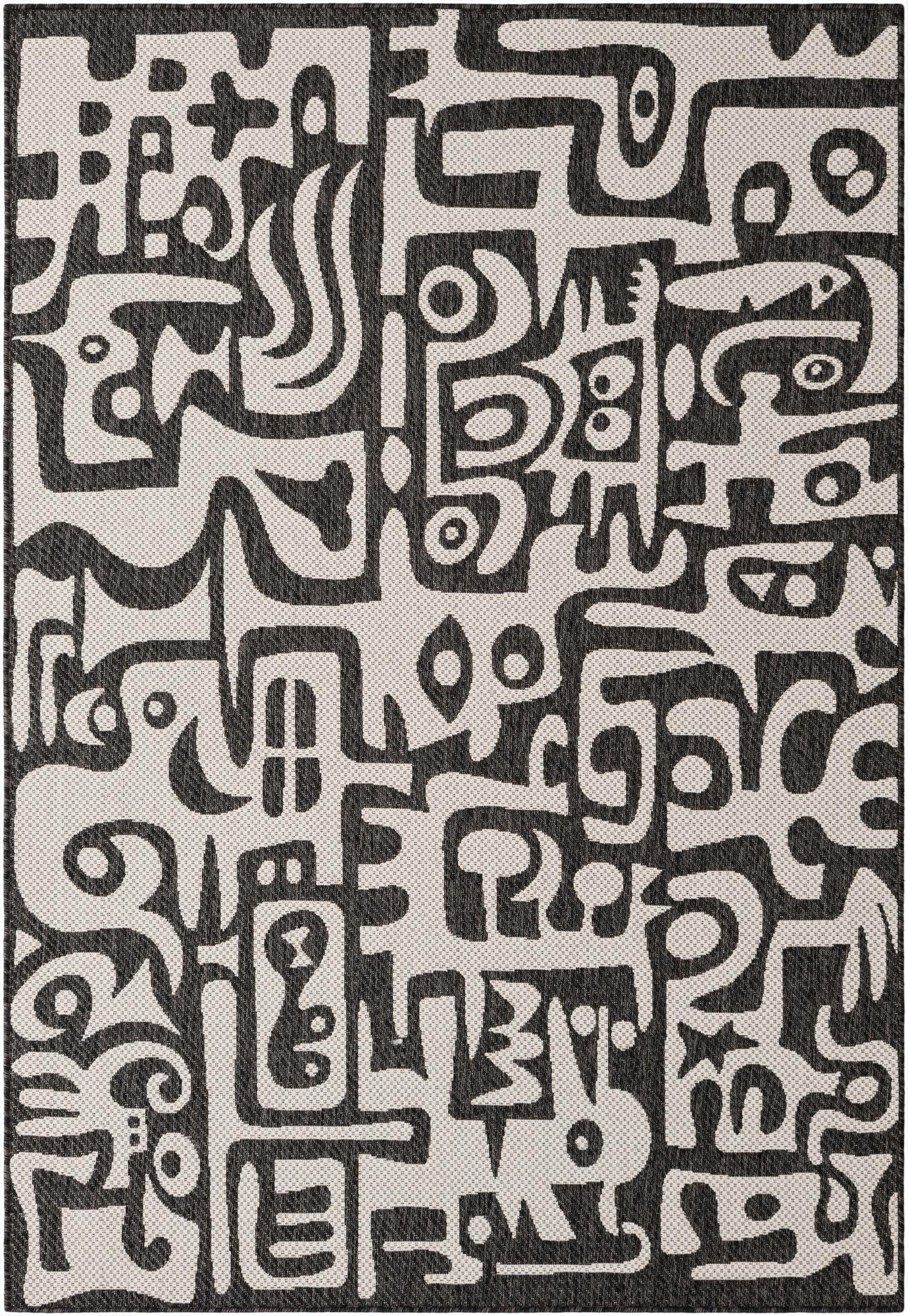 Primary image 5' 3 x 8'  Washable Modern Indoor / Outdoor Rug