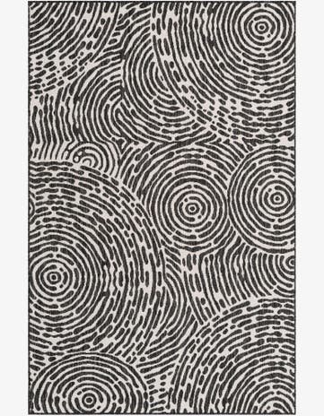 Black and White Easy-Clean Modern Indoor / Outdoor Rug