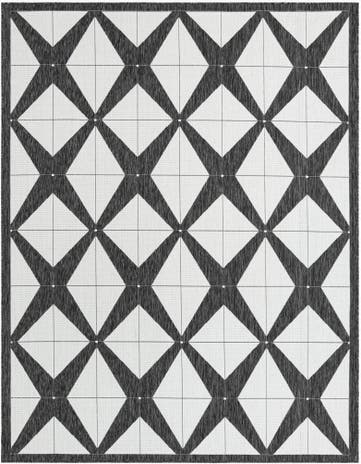 Black and White Easy-Clean Modern Indoor / Outdoor Rug