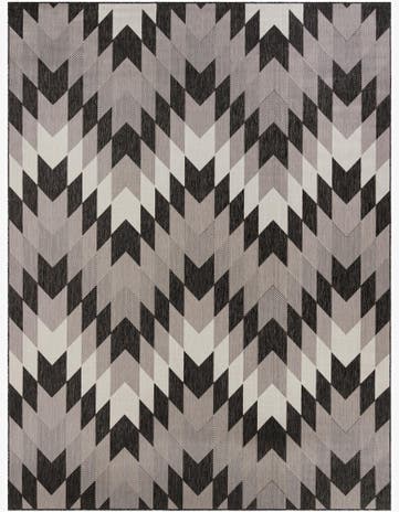 Black and White Easy-Clean Modern Indoor / Outdoor Rug
