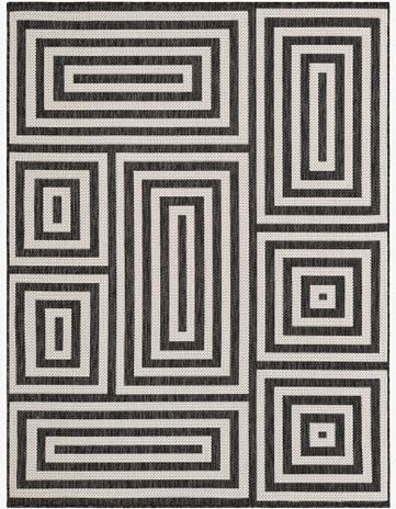 Black and White Easy-Clean Modern Indoor / Outdoor Rug