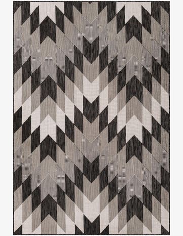 Black and White Easy-Clean Modern Indoor / Outdoor Rug